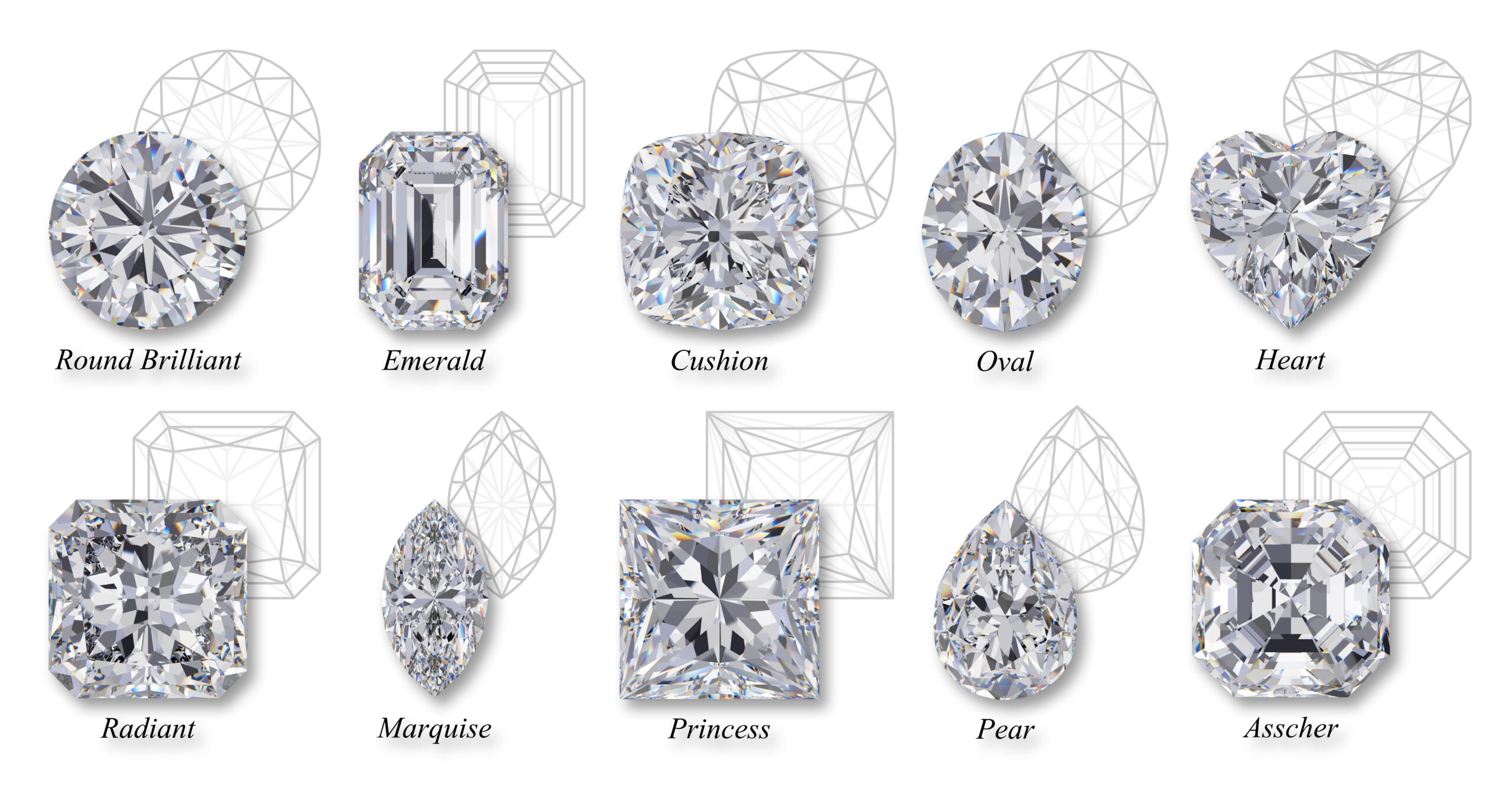Various images of diamond cuts