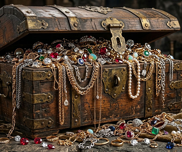 A box of inherited jewelry