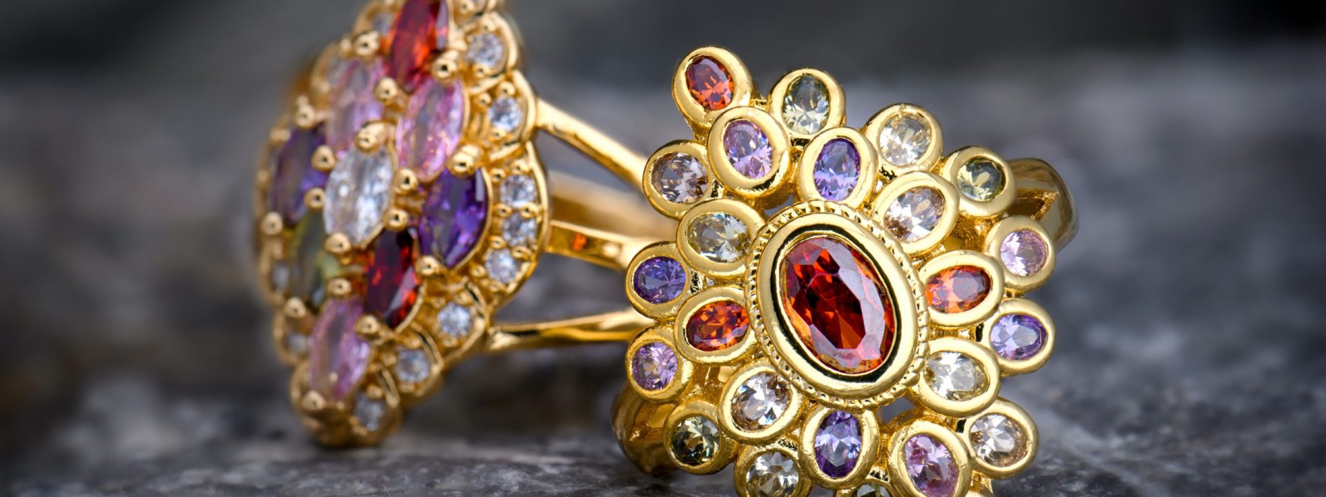 Gemstone,Jewelry,Golden,Ring,With,Nature,Stone,Texture,In,Studio